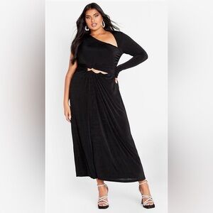 NWT City Chic Paola Black Asymmetrical Maxi Dress – 12 ✨